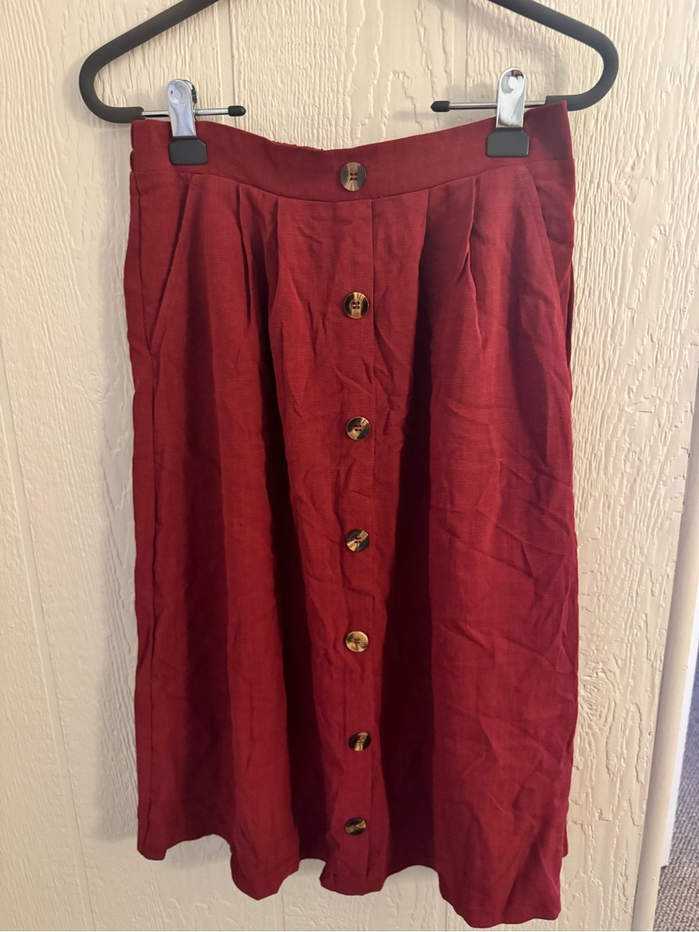 Halara NWOT high waisted, pocket a-line, midi, casual linen feel skirt